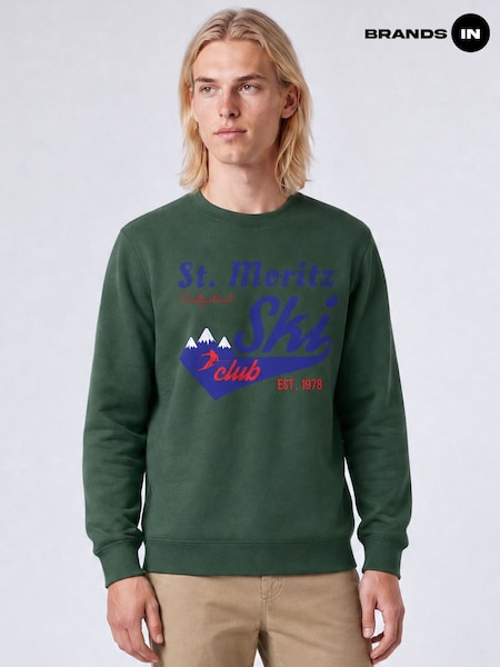Green - Regular Brands In St Moritz Ski Club Sweatshirt