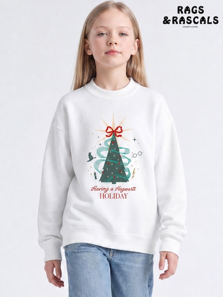 Blanco - Rags & Rascals Harry Potter Festive Magic At Hogwarts Christmas Sweatshirt