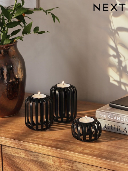 Set of 3 Black Wire Tea Light Candle Holders (814007) | €25