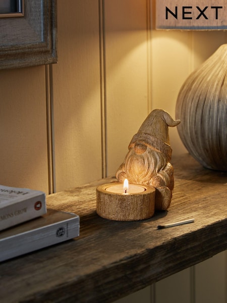 Natural Christmas Gonk Tea Light Candle Holder (814073) | €11