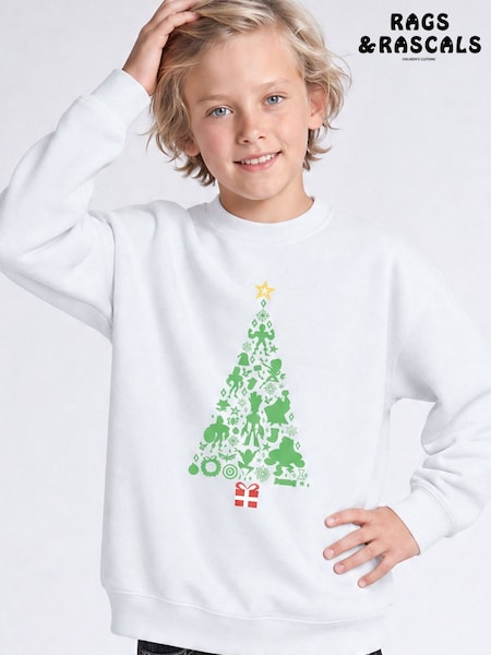أبيض - Rags & Rascals Marvel Avengers Tree Christmas Sweatshirt