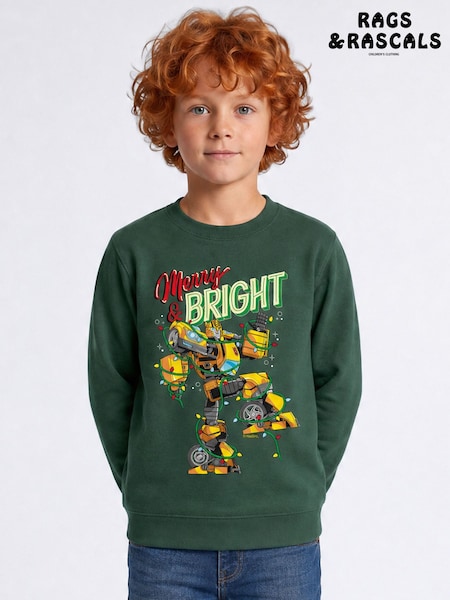 Green - Rags & Rascals Transformers Merry & Bright Christmas Sweatshirt