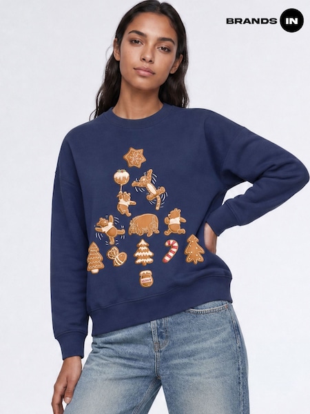 Blue - Brands In Disney Winnie The Pooh Cookie Tree Christmas Sweatshirt
