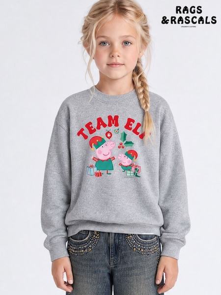 Grey - Rags & Rascals Peppa Pig Team Elf Christmas Sweatshirt