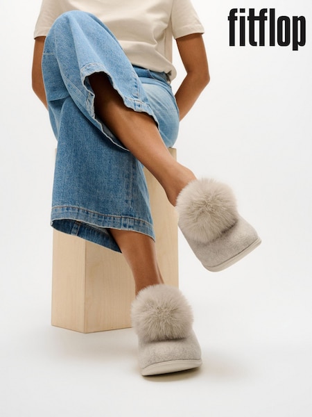 Crema - Fitflop Iq-snug Felt Pom Pom Slippers