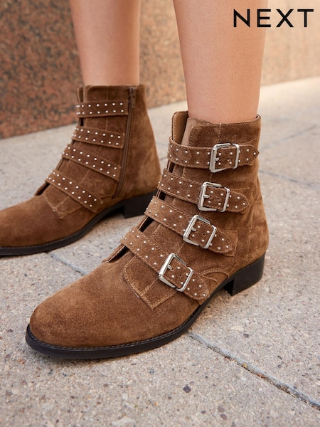 Marron fauve - Bottes de motard à boucle cloutée Forever Comfort® (814677) | € 11