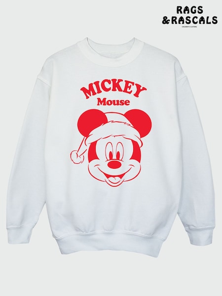 White - Rags & Rascals Disney Mickey Mouse Christmas Sweatshirt