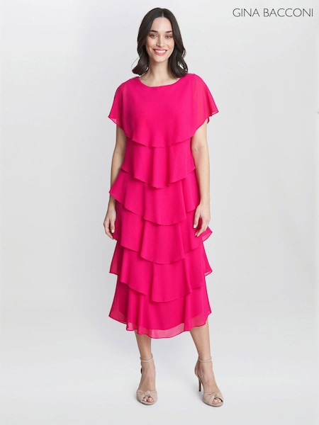 Tessa Midi Tiered Dress With Shoulder Trim (814964) | €153