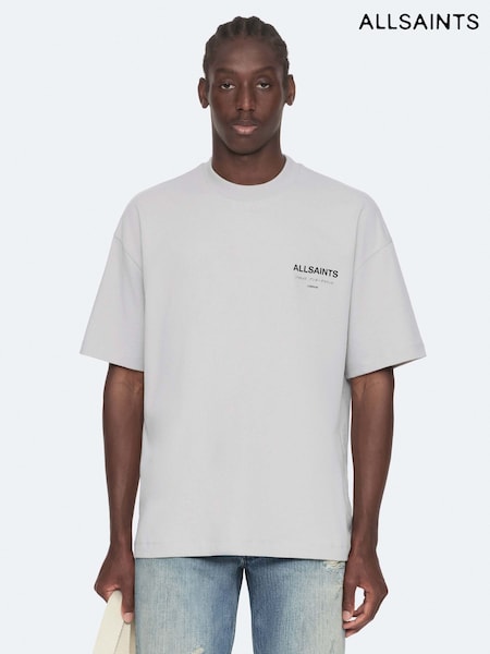 Cinza Platina - Regular Allsaints Underground Oversized Cotton Crew Neck T-shirt