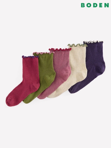 Pink - Boden Frill Socks 5 Pack