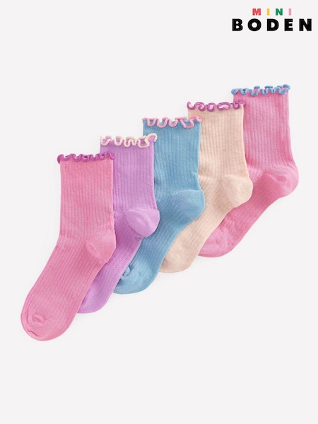 Pink - Boden Frill Socks 5 Pack