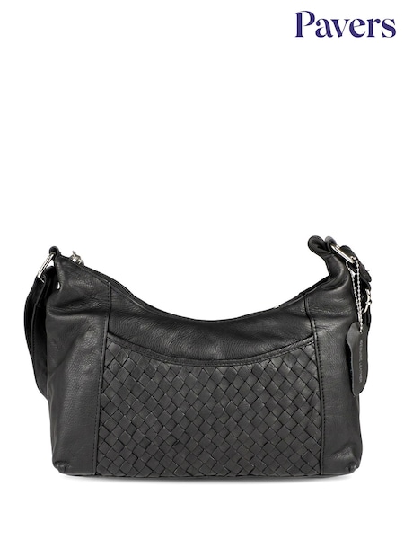 블랙 - Pavers Leather Cross-body Bag With Adjustable Straps