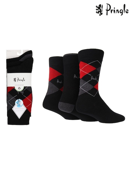 Negru - Pringle Traditional Argyle 3 Pachet de șosete cu model (815187) | 58 LEI