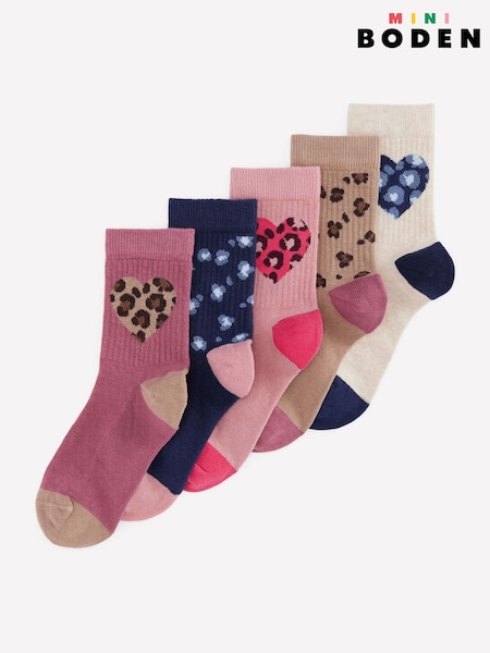 Rosa - Pacote com 5 pares de meias Boden para meninas