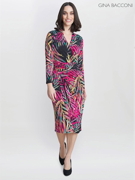 Gina Bacconi Keira Jersey Wrap Black Dress (815307) | €82