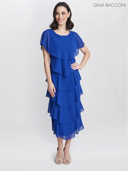 Tessa Midi Tiered Dress With Shoulder Trim (815369) | €153