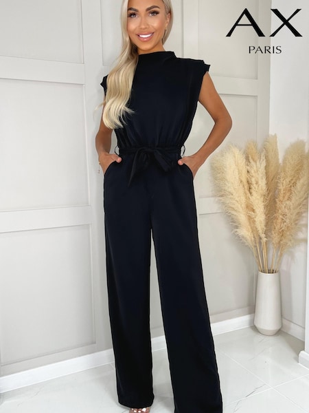 AX Paris Tie Waist Wide Leg Black Jumpsuit (816106) | €16