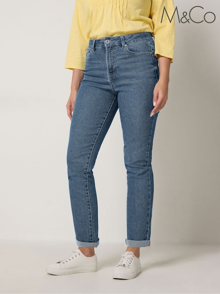 Blue - M&co Straight Leg Boyfriend Jeans