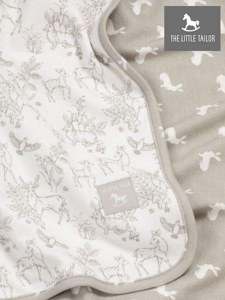 The Little Tailor White Baby Soft Jersey 100% Cotton Bunny Print Blanket (816661) | $27