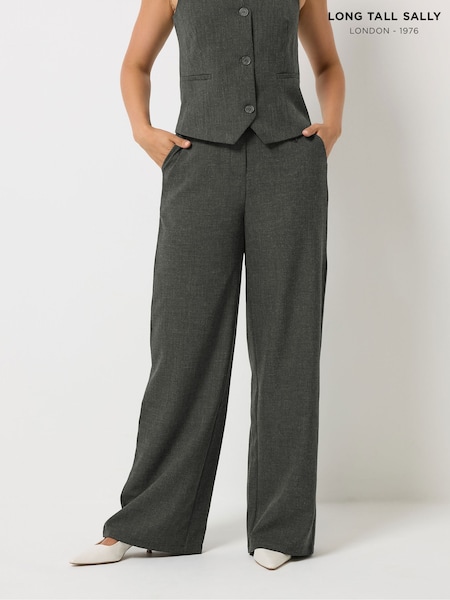 Grey - Long Tall Sally Wide Leg Tailored Trousers
