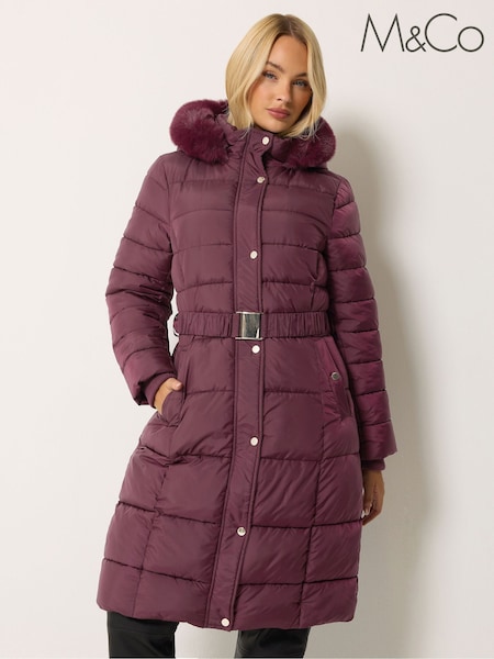 Violets - M&co Glam Belted Midi Coat