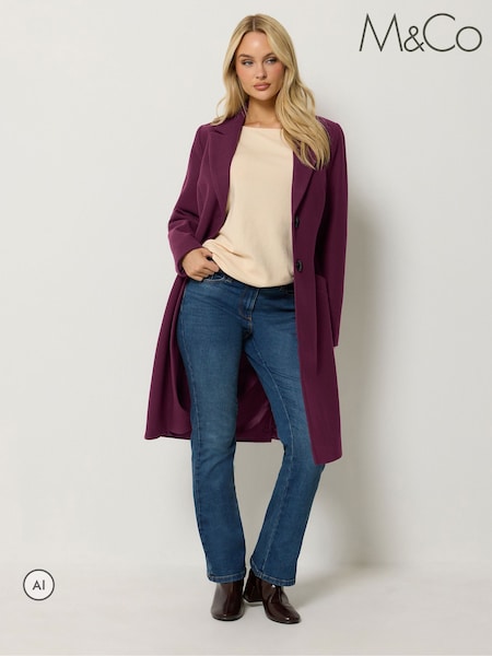 Purple - M&co Button Tailored Coat