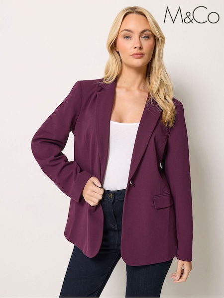 Purple - M&co Button Front Tailored Blazer