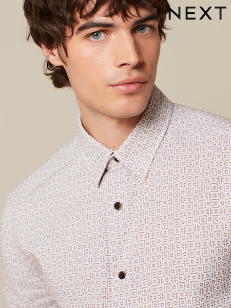 White 100% Cotton Textured Short Sleeve Shirt (817988) | €12