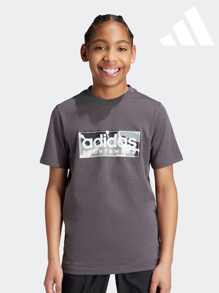adidas Khaki Green Kids Sportswear 100% Cotton Camo Linear Graphic T-Shirt (818128) | 32 QAR