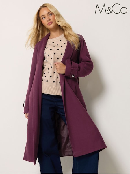 Пурпурный - M&co Glam Belted Open Front Coat