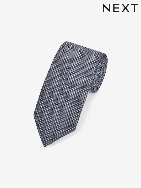 Navy Blue Textured Silk Tie (818198) | €10