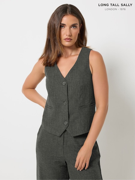 Grey - Long Tall Sally Brushed Waistcoat