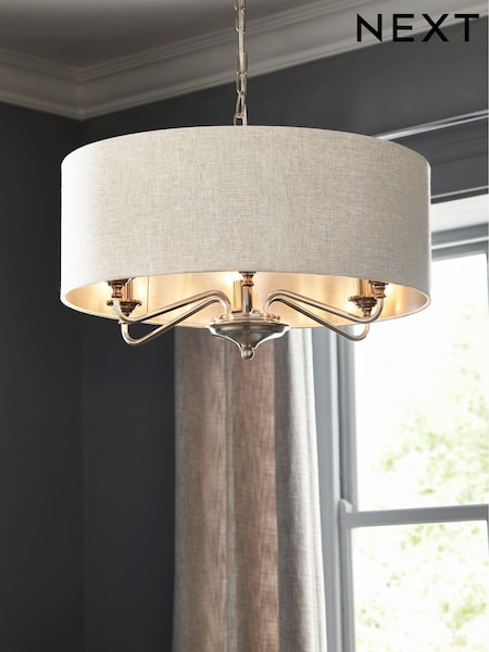 Brushed Chrome Burford 6 Light Chandelier Light (818355) | €198