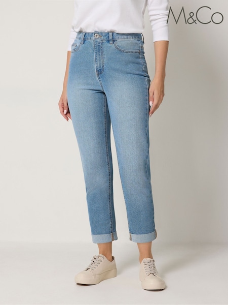 Синий - M&co Cropped Boyfriend Jeans