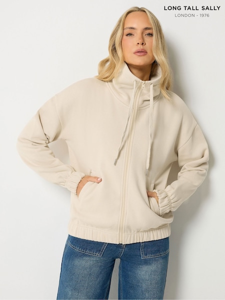 Brown - Long Tall Sally Funnel Neck Zip Through Sweatshirt