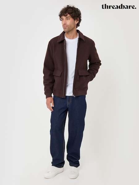 Қоңыр - Regular Threadbare Faux Wool Collared Lightweight Jacket
