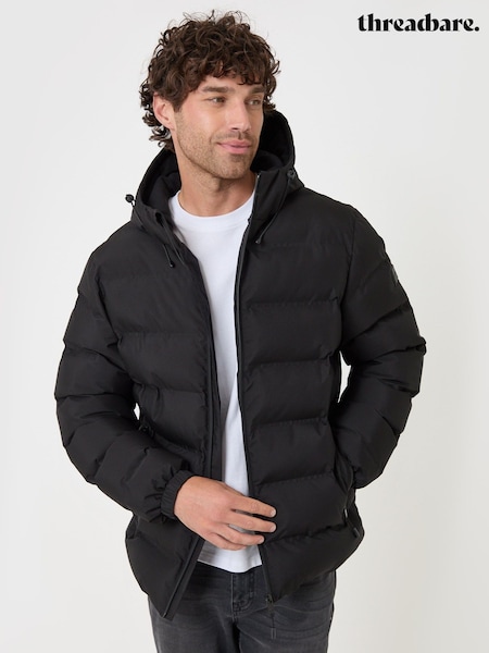 Black - Regular Threadbare Showerproof Ripstop Puffer Coat