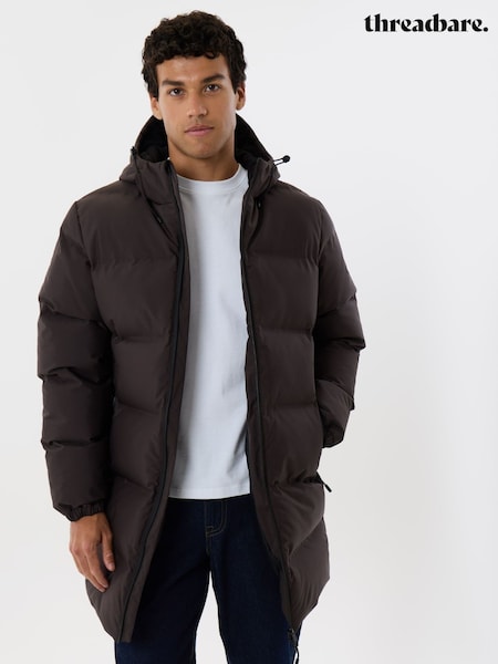 Brūna krāsa - Regular Threadbare Showerproof Longline Puffer Coat