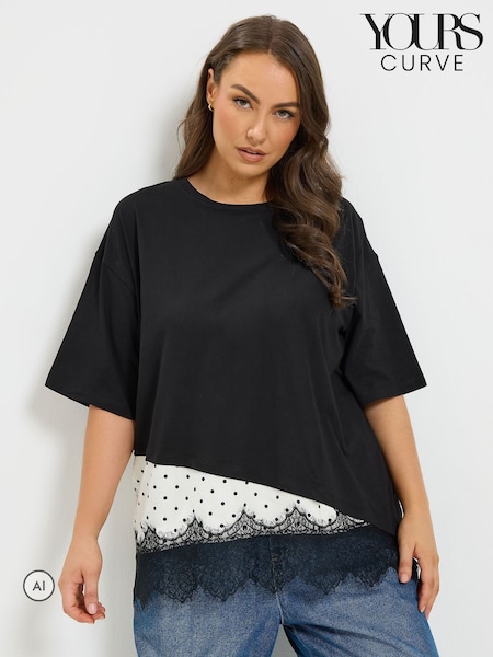 Juoda - Yours Curve Asymmetric Satin Hem Long Sleeve T-shirt