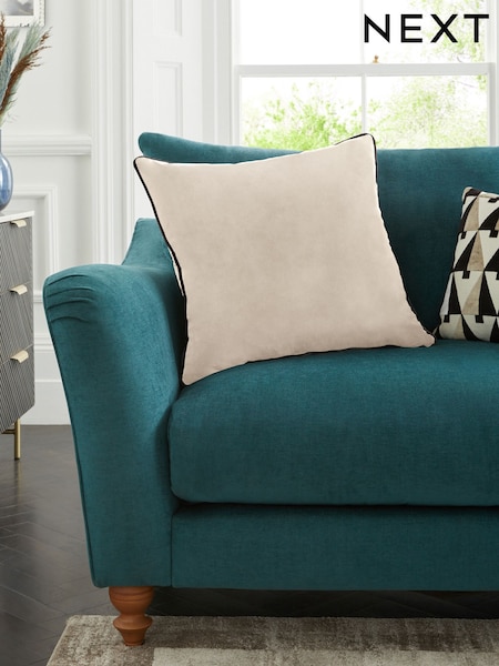 Oatmeal 50 x 50cm Matte Velvet Contrast Pipe Cushion (818826) | 49 QAR
