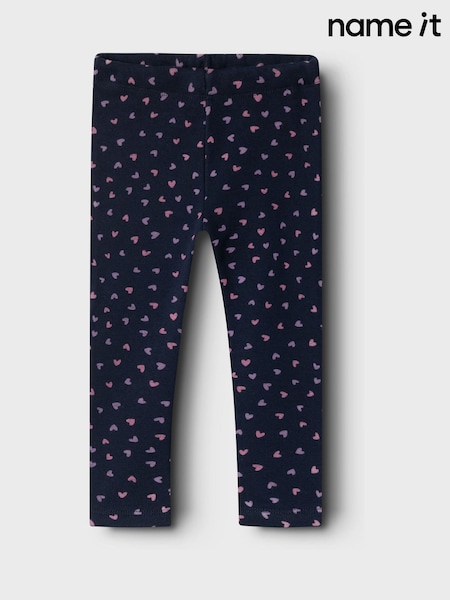 Blue - Name It Fleece Lined Printed Leggings