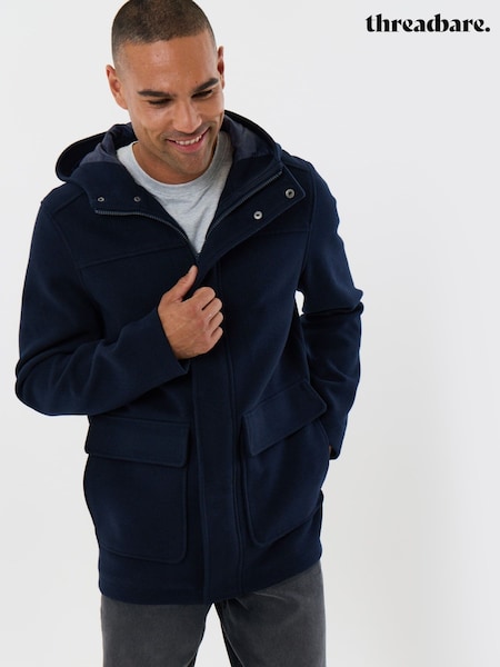 Blue - Regular Threadbare Faux Wool Hooded Jacket