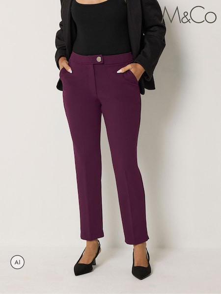 Purple - M&co Petite Smart Tapered Trousers