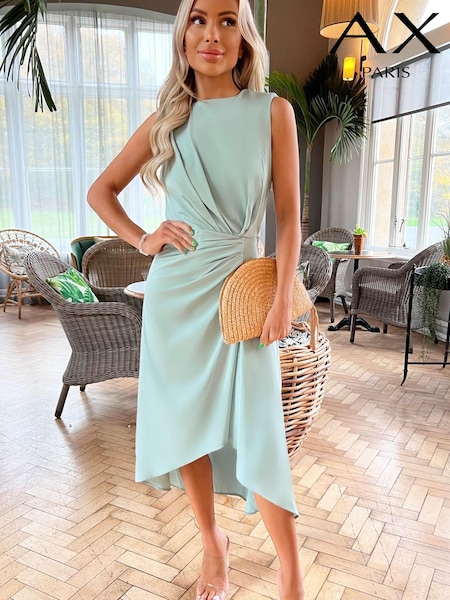 AX Paris Blue Duck Egg Gathered Midi Dress With Shoulder Pads (819059) | € 23