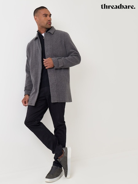 رمادي - Regular Threadbare Longline Faux Wool Funnel Neck Coat