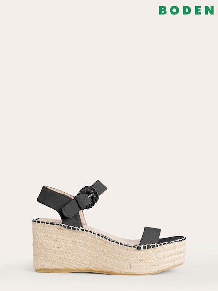 Boden Black Espadrille Wedges (819200) | €25