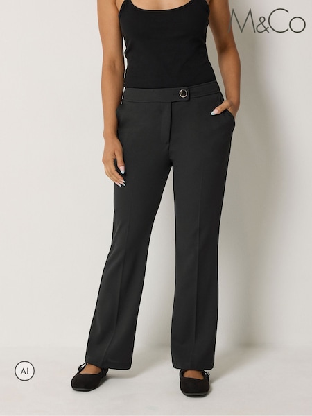 블랙 - M&co Petite Smart Bootcut Trousers