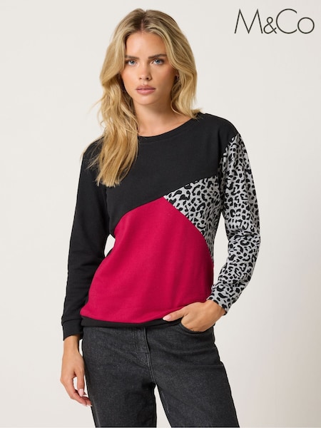 Rojo - M&co Petite Animal Print Cutabout Jumper