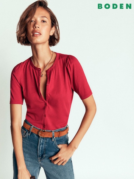 Red - Boden Supersoft Short Puff Shirt