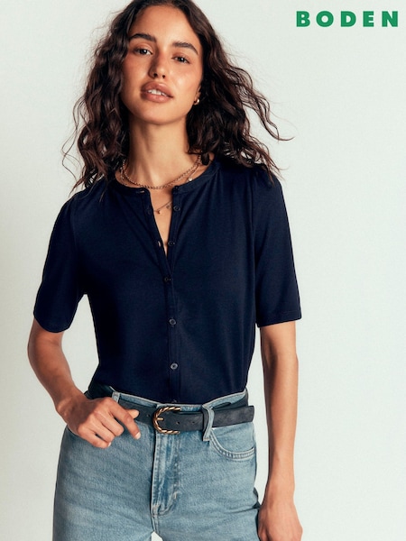 Blue - Boden Supersoft Short Puff Shirt